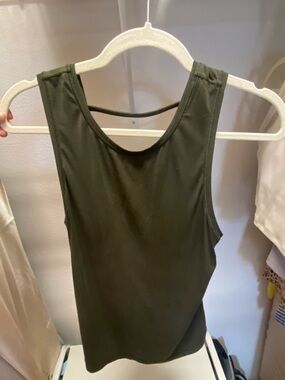 Lulu Lemon Olive Green Open Back Tank Top - Sleeveless Scoop Neck